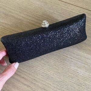 Urban Expressions Glittering Black Clutch with Silver Clasp